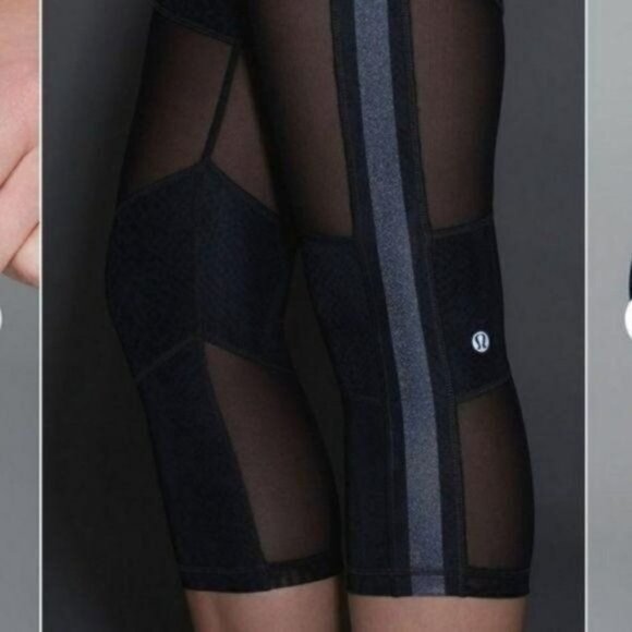 LULULEMON Mesh With Me Crop Legging Desert Snake Deep Coal - Picture 5 of 16